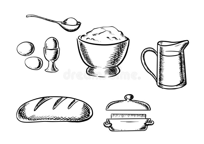 Set of baking ingredient icons stock illustration