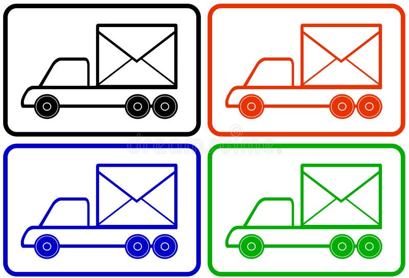 Set colorful trucks - mail and delivery symbol royalty free illustration
