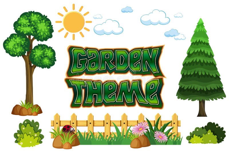 Set of garden theme. Illustration stock illustration