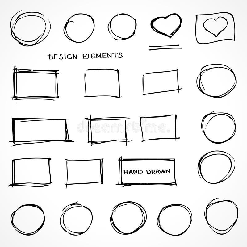 Set of Hand Drawn Scribble Design Elements royalty free illustration