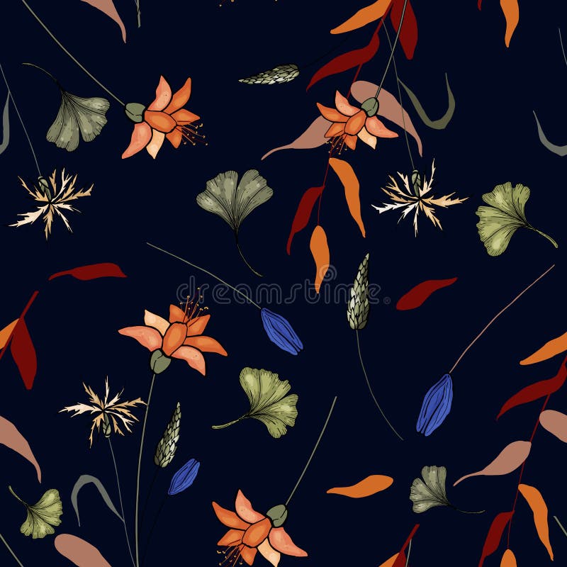 Set of seamless floral ornament for fashion design, fabric print, wallpaper, background, web, textile in vector stock illustration Set of seamless floral ornament for fashion design, fabric print, wallpaper, background, web, textile in vector stock illustration
