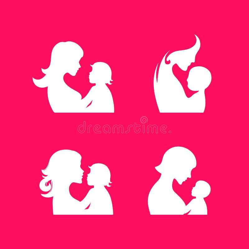 Silhouettes. Mother and child. Set of silhouettes. Mother and child vector illustration