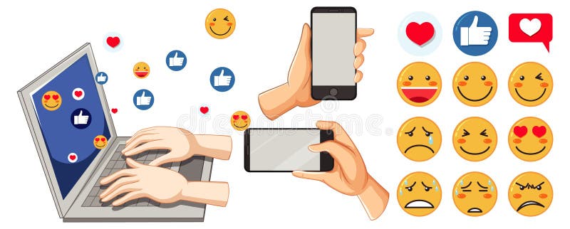 Set of social media emoticon vector illustration
