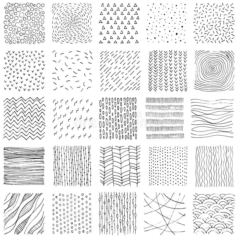 Set of square texture in doodle style. Handwork in pencil on paper. Vector illustration vector illustration