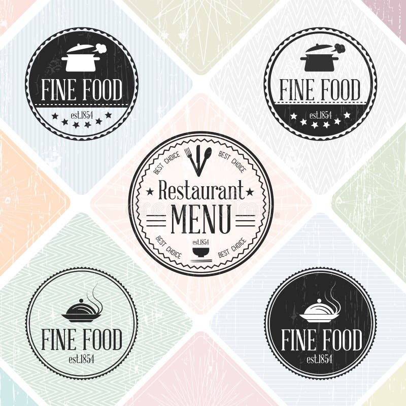 Set of vintage restaurant badges vector illustration