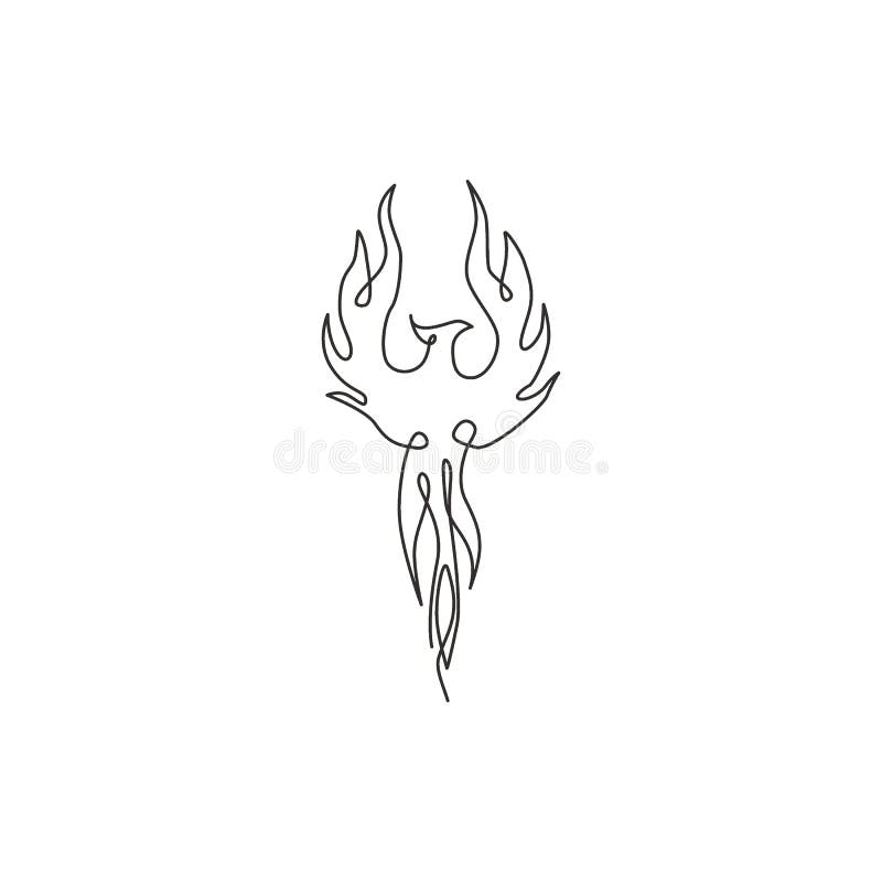Single continuous line drawing of flame phoenix bird for corporate logo identity. Company icon concept from fauna shape. Trendy. One line draw design vector vector illustration