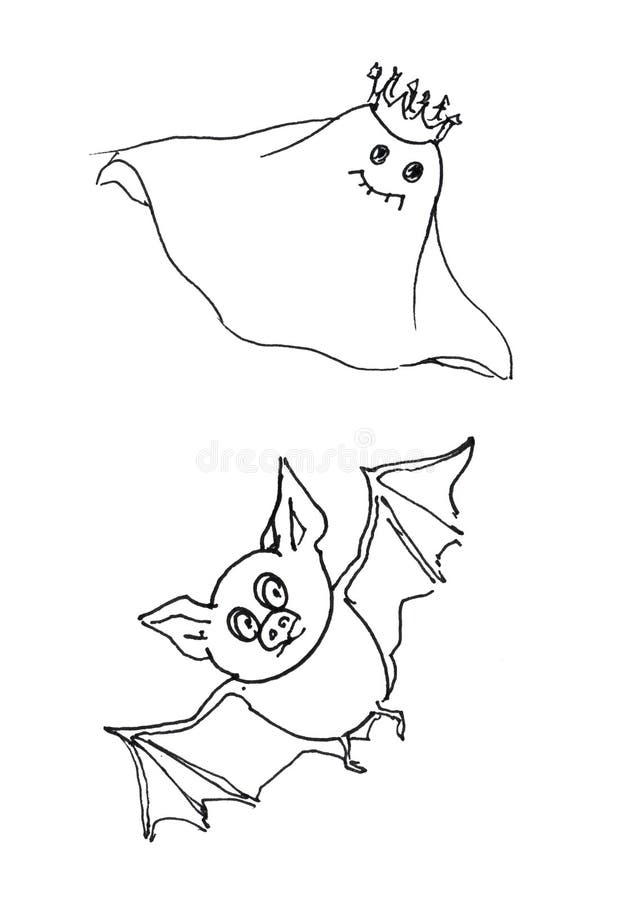 The sketch of the bat vector illustration