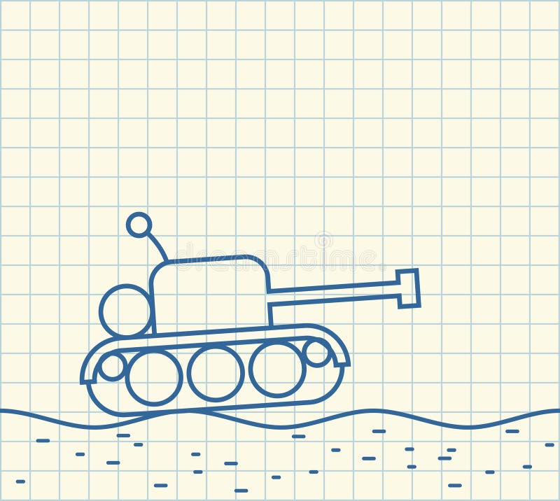 Sketch tank. drawing of military machine. Vector illustration.  royalty free illustration