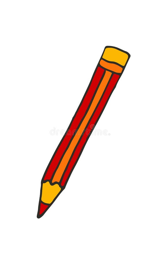 Sketch vector of pencil in cartoon hand drawn doodle style vector illustration