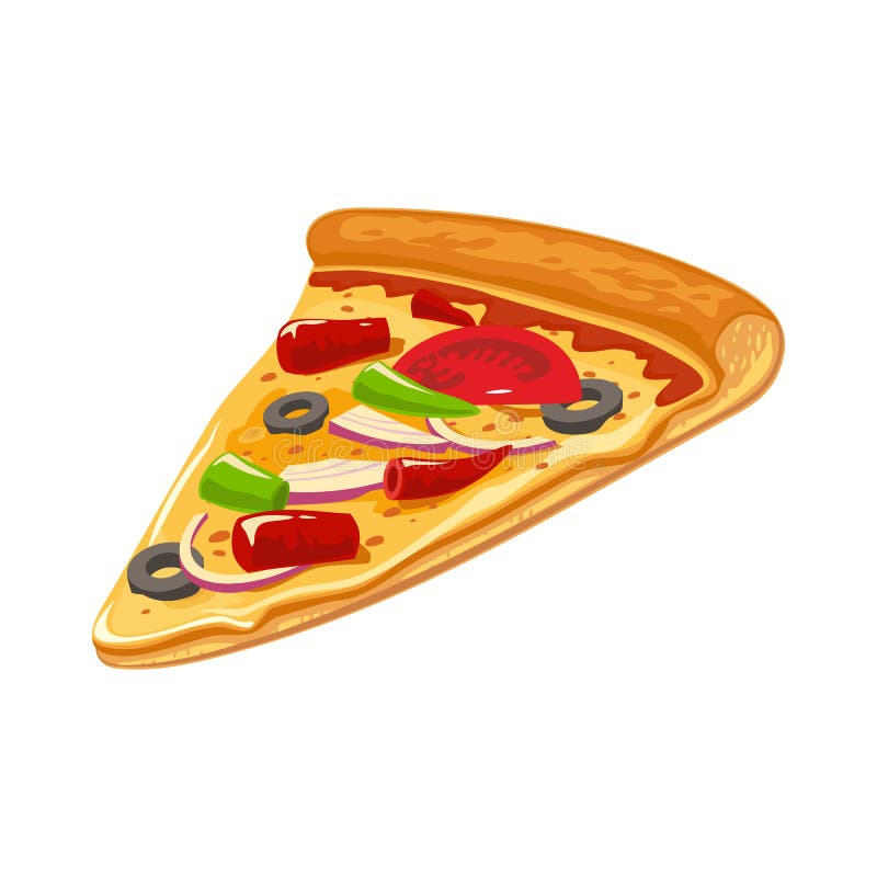 Slice of Mexican pizza. Isolated vector flat illustration for poster, menus, logotype, brochure, web and icon. White background. royalty free illustration