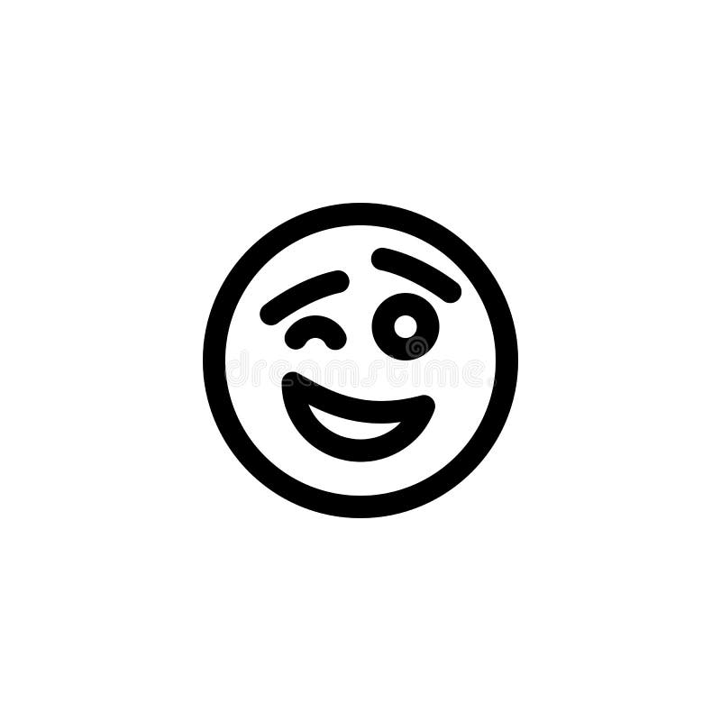 Wink Emoticon Icon. Smile Wink Emoticon Icon Logo Vector Illustration. Outline Style royalty free illustration