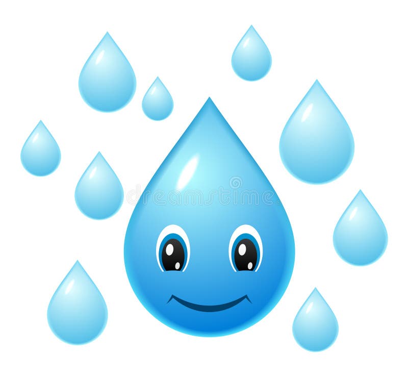 Smiley water drop. Vector icon stock illustration