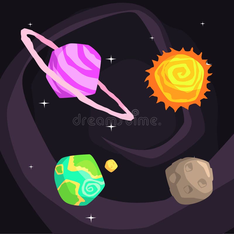 Solar System Planets Including Sun, Earth, Jupiter And Pluto stock illustration Solar System Planets Including Sun, Earth, Jupiter And Pluto stock illustration