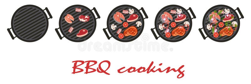 Stages of cooking bbq. Sketch for your design for barbecue vector illustration