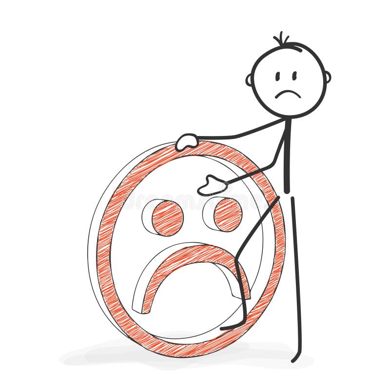 Stick Figure Cartoon - Stickman with a Mad, Bad, Sad Smiley Icon. Stick Figure in Action - Stickman with a Mad, Bad, Sad Smiley Icon. Stick Man Vector vector illustration