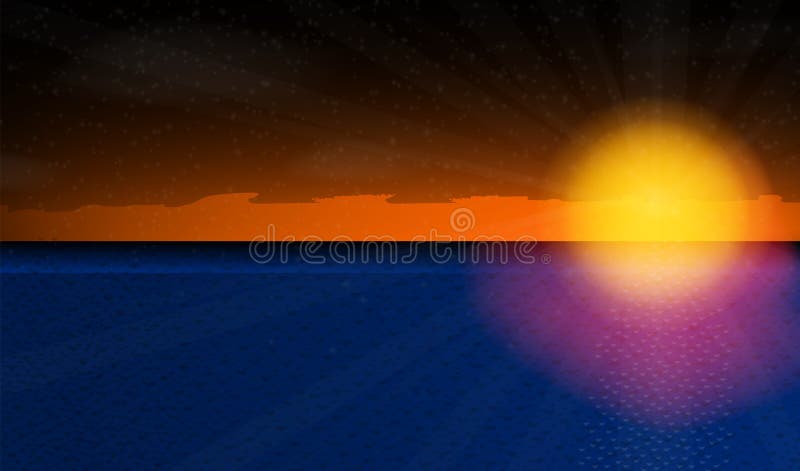 Sunny sunset over the sea. Vector Illustration. stock illustration