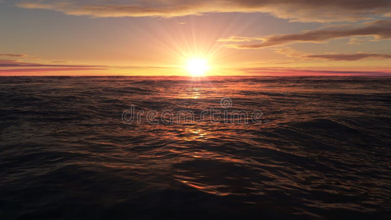 Sunset over the ocean, Sunset over the sea. royalty free illustration