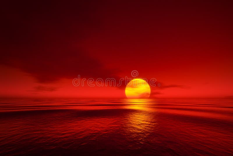 A sunset over the sea royalty free illustration