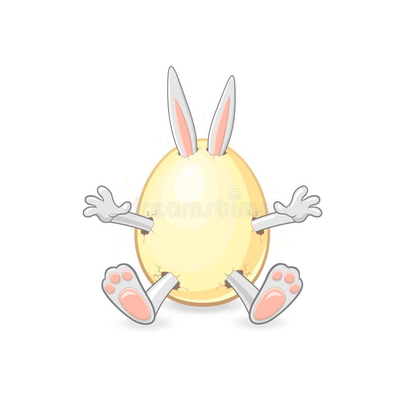 Sweet Easter bunny get out of egg - isolated background vector illustration