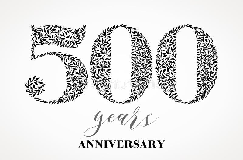 500th anniversary. Number five hundred consists of a sheet drawing. No gradient fill. Vector is easy to customize vector illustration 500th anniversary. Number five hundred consists of a sheet drawing. No gradient fill. Vector is easy to customize vector illustration