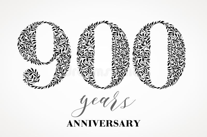 900th anniversary. Number nine hundred consists of a leaf drawing. No gradient fill. Vector is easy to customize. View the entire series vector illustration 900th anniversary. Number nine hundred consists of a leaf drawing. No gradient fill. Vector is easy to customize. View the entire series vector illustration