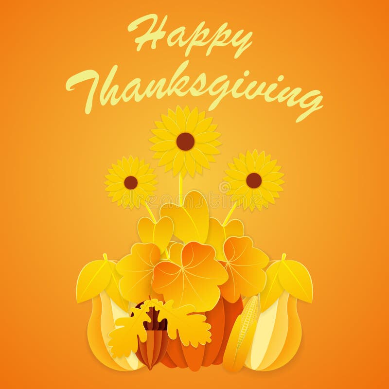 Thanksgiving day. Autumn gifts of nature. Paper cut style. EPS 10 vector illustration