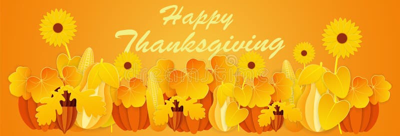 Thanksgiving day. Widescreen background autumn gifts of nature. Paper cut style . Thanksgiving day. Widescreen background autumn gifts of nature. Paper cut vector illustration