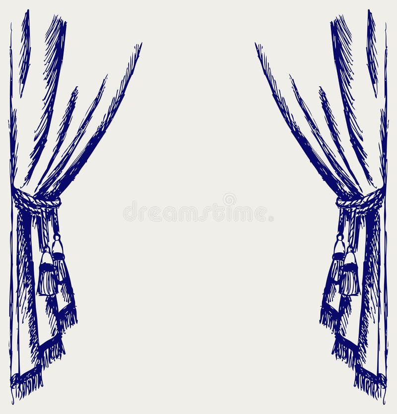 Theater curtain. Doodle style. Vector stock illustration