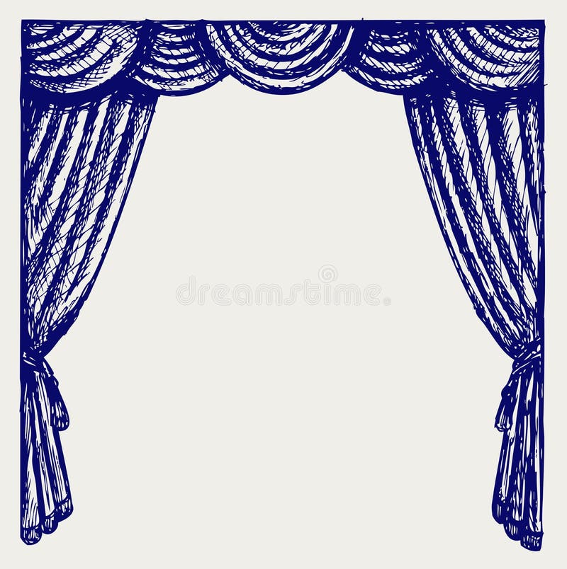 Theater curtain. Doodle style. Vector royalty free illustration