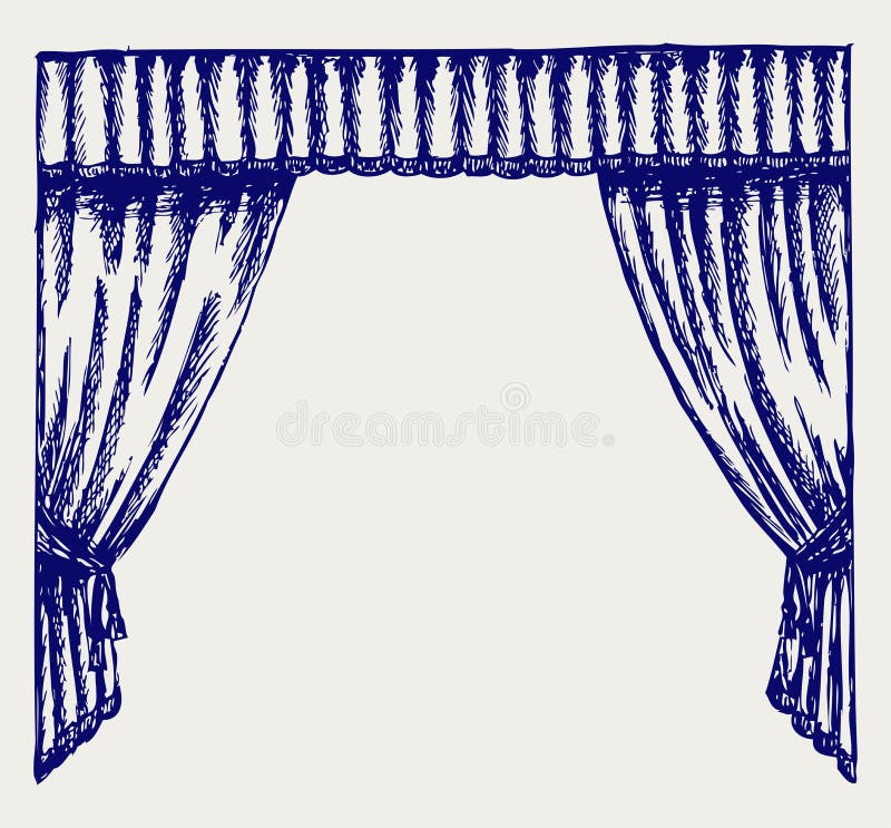 Theater curtain. Doodle style. Vector vector illustration