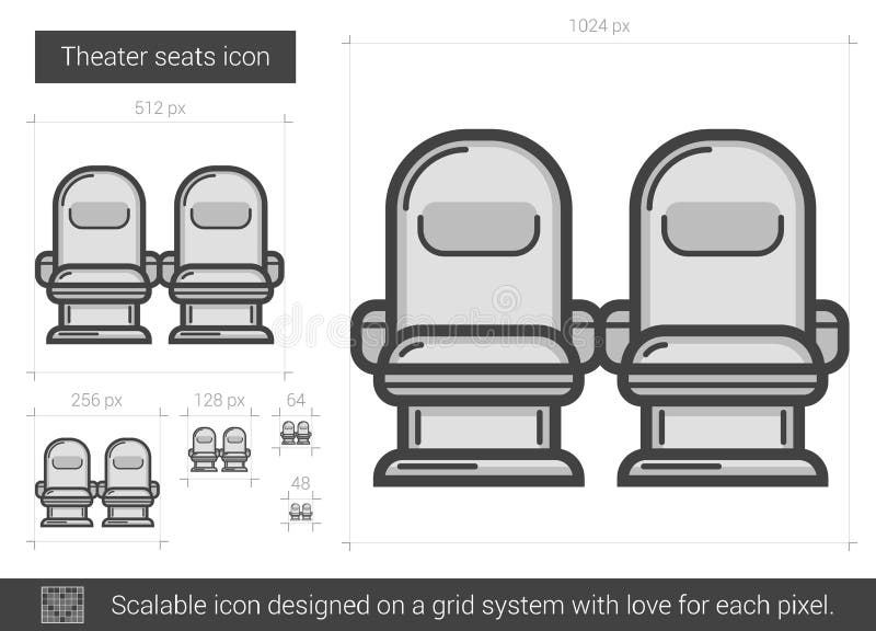 Theater seats line icon. Theater seats vector line icon isolated on white background. Theater seats line icon for infographic, website or app. Scalable icon royalty free illustration