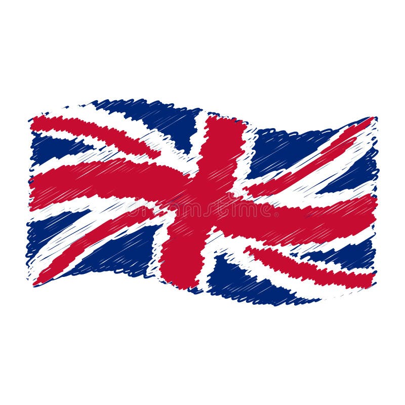 UK flag - Union Jack - grunge pencil drawing sketching vector illustration