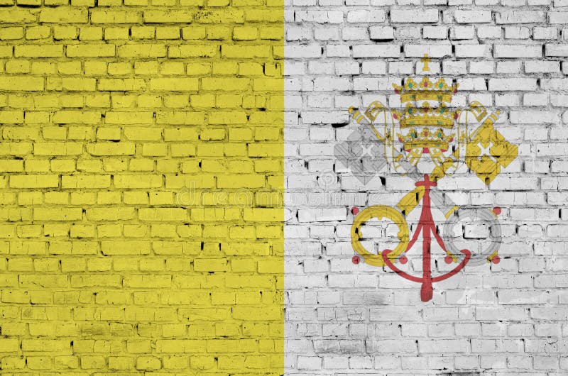 Vatican City State flag is painted onto an old brick wall vector illustration Vatican City State flag is painted onto an old brick wall vector illustration