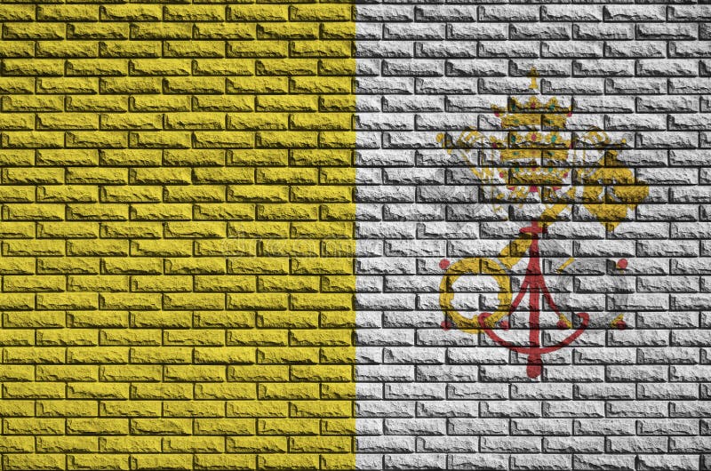 Vatican City State flag is painted onto an old brick wall stock illustration Vatican City State flag is painted onto an old brick wall stock illustration