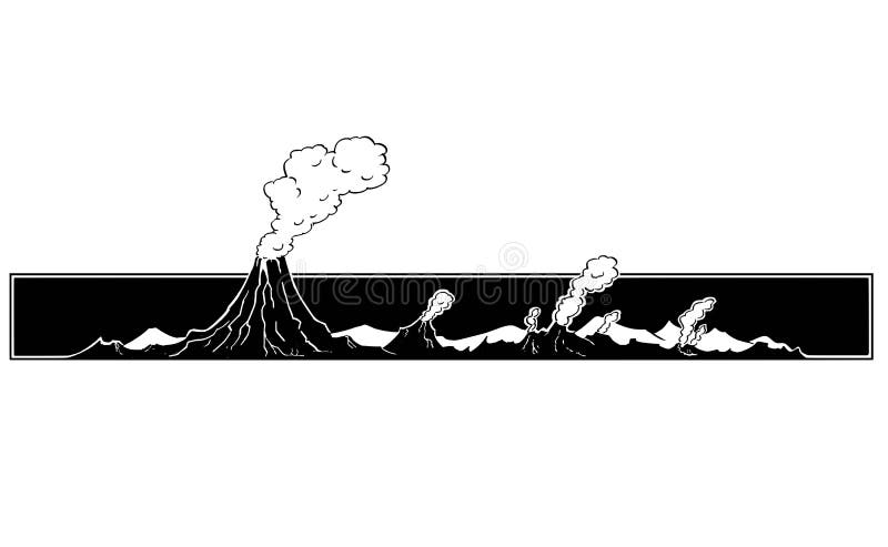 Vector Artistic Drawing Illustration of Volcano Landscape. Vector artistic pen and ink drawing illustration of volcano mountain landscape vector illustration