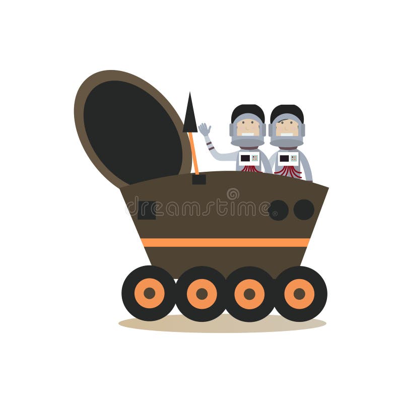 Astronauts in lunar rover flat vector illustration stock illustration Astronauts in lunar rover flat vector illustration stock illustration
