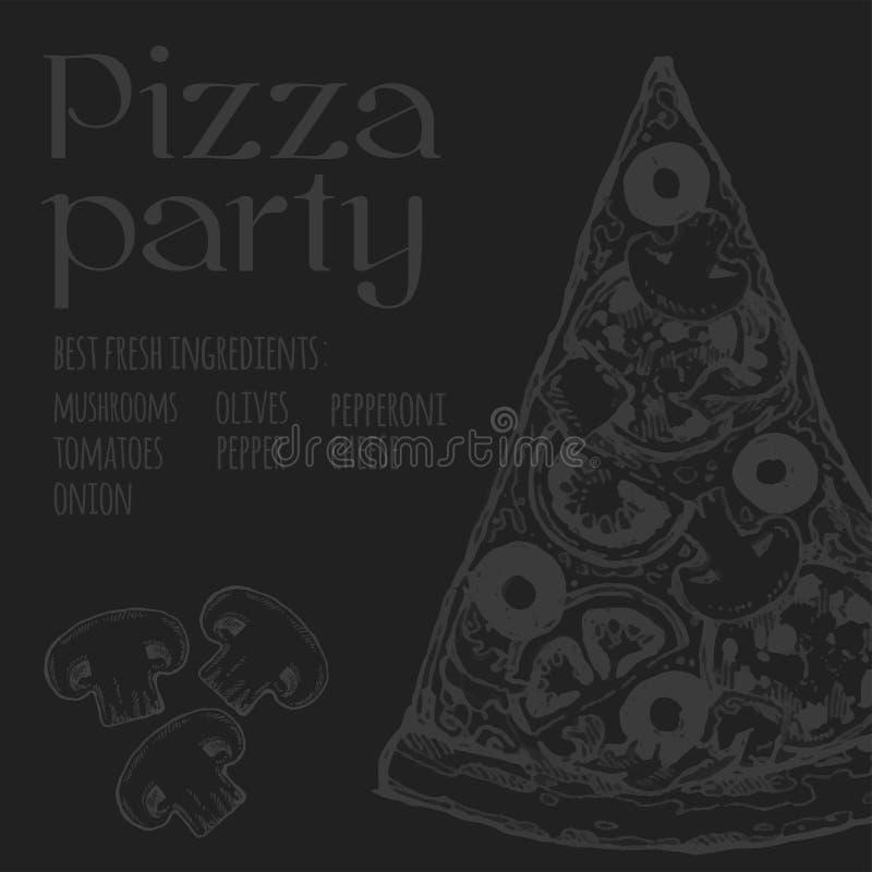 Vector Pizza slice drawing. Hand drawn pizza illustration. Great for menu, poster or label. Vector Pizza slice drawing. Hand drawn pizza illustration. Great for stock illustration
