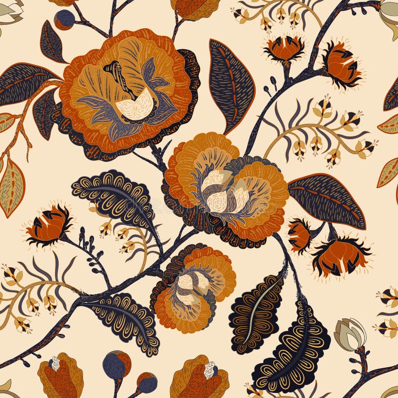 Vector seamless pattern with stylized flowers and plants. Decorative style. Hand drawn floral wallpaper. Floral backdrop vector illustration Vector seamless pattern with stylized flowers and plants. Decorative style. Hand drawn floral wallpaper. Floral backdrop vector illustration