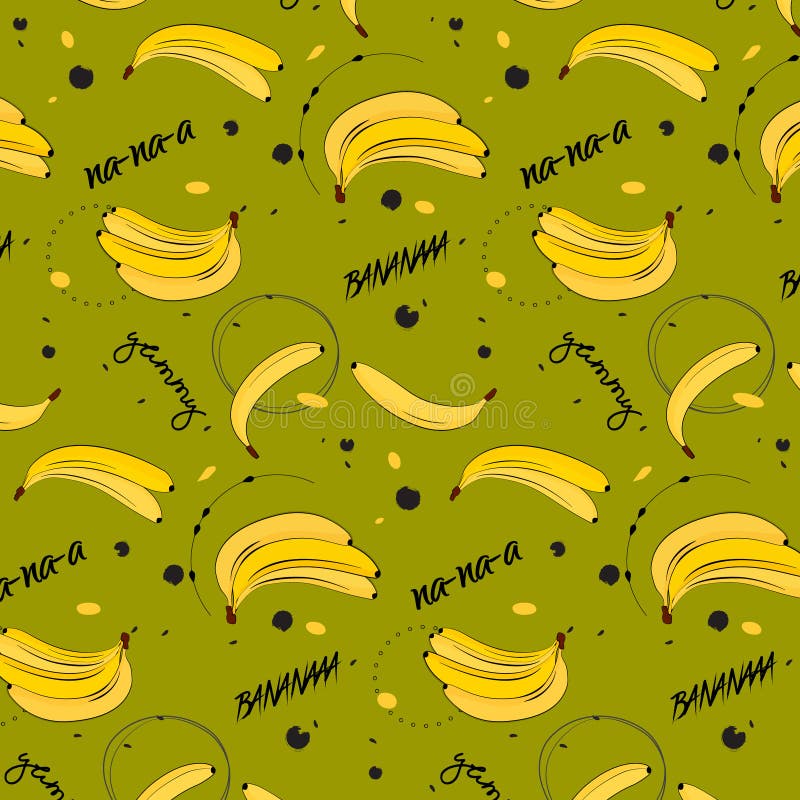 Vitamin tasty bananas pattern. Tropical food vegetarian organic background. Exotic banana drawing. Yummy beach summer. Vitamin tasty bananas pattern. Tropical vector illustration