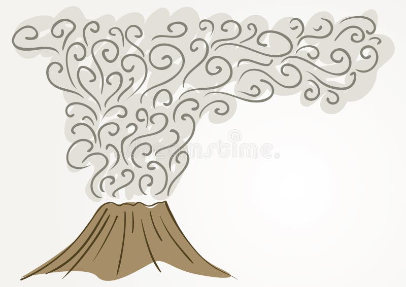 Volcano. Drawing of erupting volcano with smoke royalty free illustration