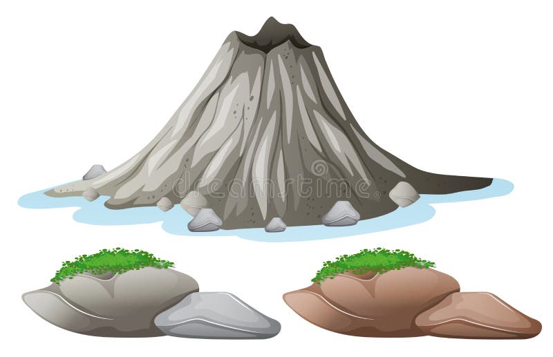 Volcano and different shades of rocks. Illustration royalty free illustration