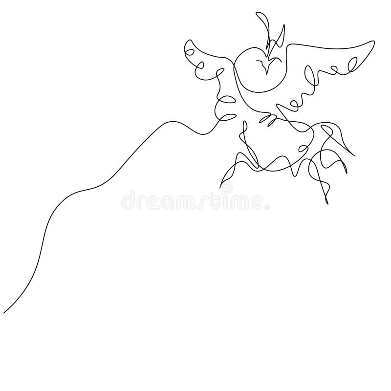 Phoenix bird one line drawing vector illustration. Phoenix bird one line drawing, vector illustration stock illustration