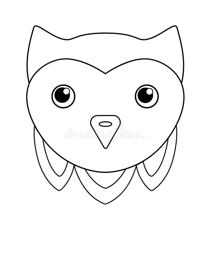 Owl - vector cartoon linear picture for coloring. Owl head - cute picture, smiley for coloring book. Outline. Hand drawing.  vector illustration