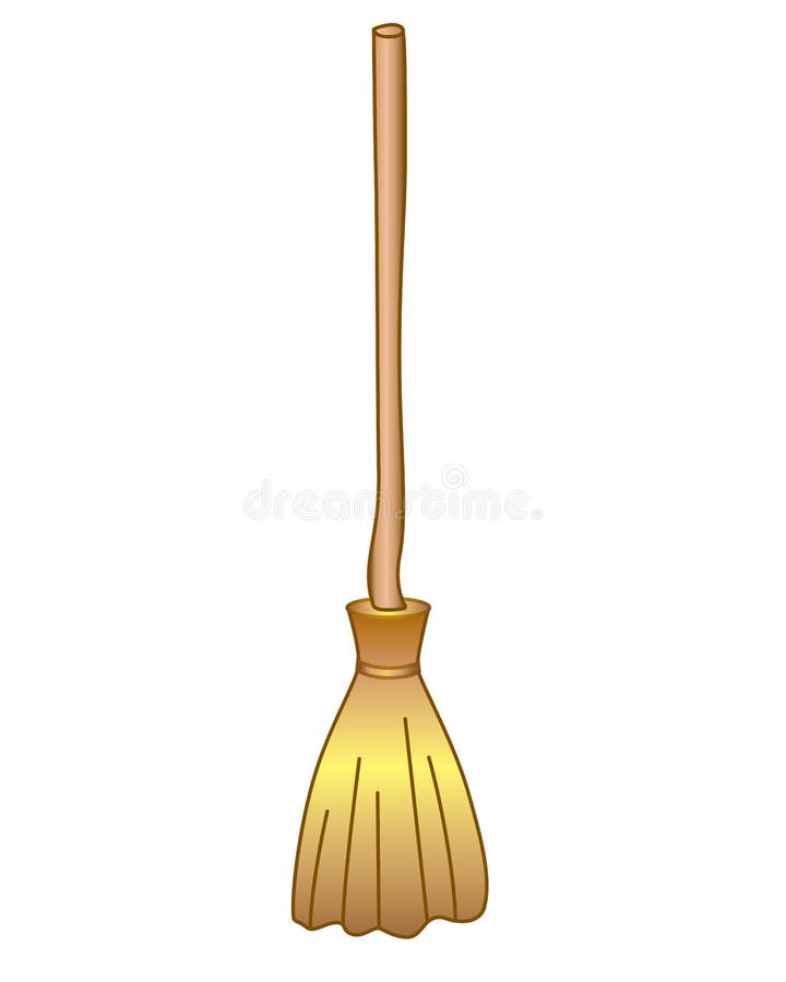 Broom - full color stock illustration on the theme of Halloween. Witch`s broom - Halloween illustration. A broom is a garden or ya. Rd tool vector illustration