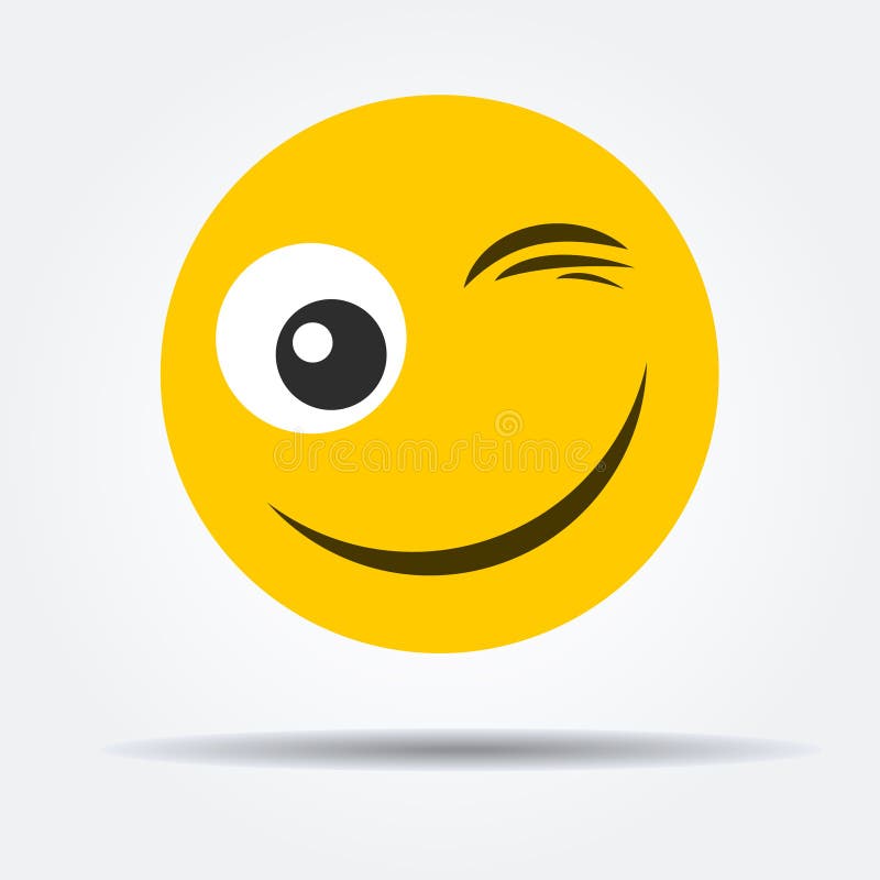 Wink emoticon in a flat design. Isolated wink emoticon with background royalty free illustration