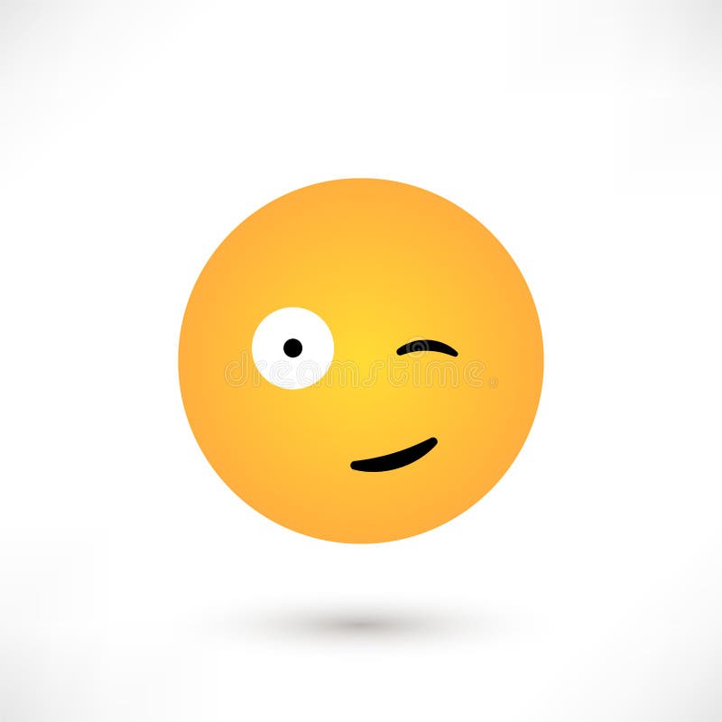 Wink emoticon round. Wink emoticon isolated on white background. Emoji flat design for social media, web, print, apps. Vector illustration vector illustration
