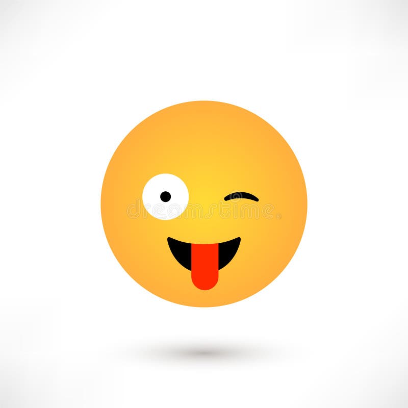 Wink emoticon round tongue. Wink emoticon with tongue isolated on white background. Emoji flat design for social media, web, print, apps. Vector illustration stock illustration