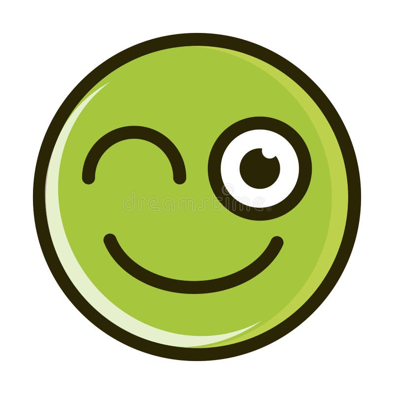 Wink funny smiley emoticon face expression line and fill icon. Wink funny smiley emoticon face expression vector illustration line and fill icon royalty free illustration