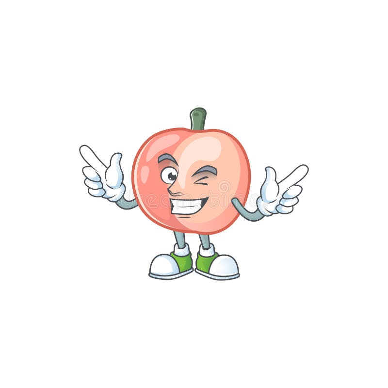 Wink peach character mascot for cute emoticon. Vector illustration royalty free illustration