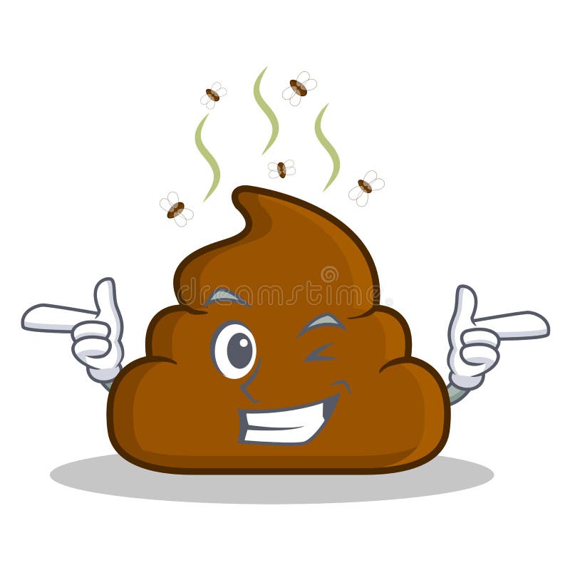 Wink Poop emoticon character cartoon. Vector illustration royalty free illustration